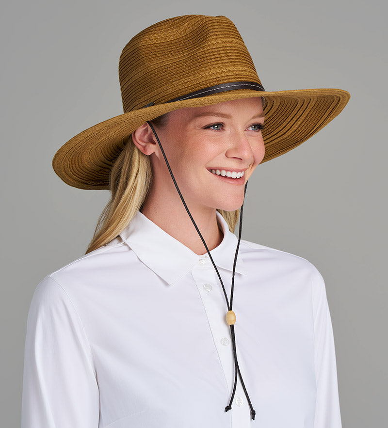 Haven Tan Wide-Brim Sun Hat with Chin Cord