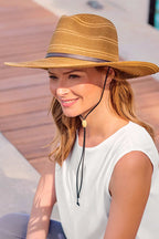 Haven Tan Wide-Brim Sun Hat with Chin Cord