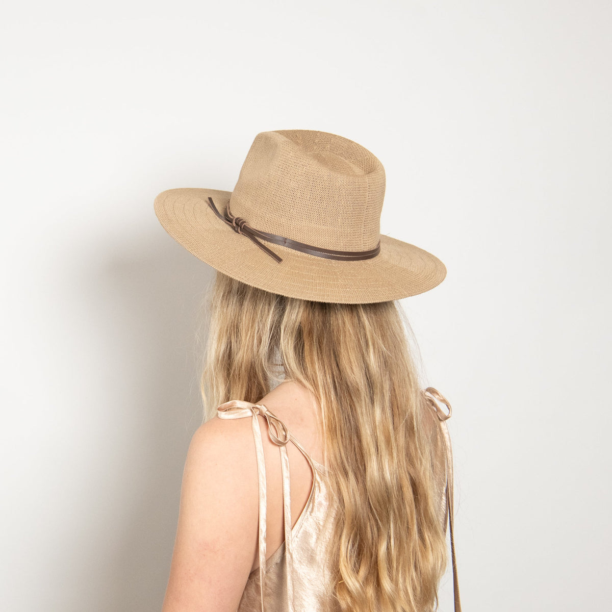 Zenith Tan Leather-Trim Mesh Panama Hat