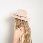 Aurelia Blush Leather-Trim Mesh Panama Hat