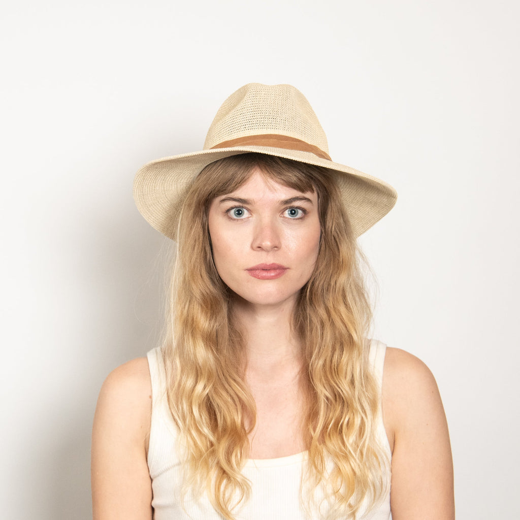 Opaline Natural Woven Straw Panama Hat