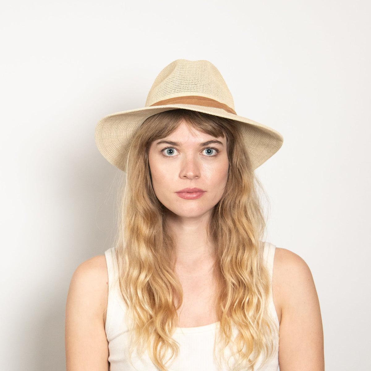 Opaline Natural Woven Straw Panama Hat