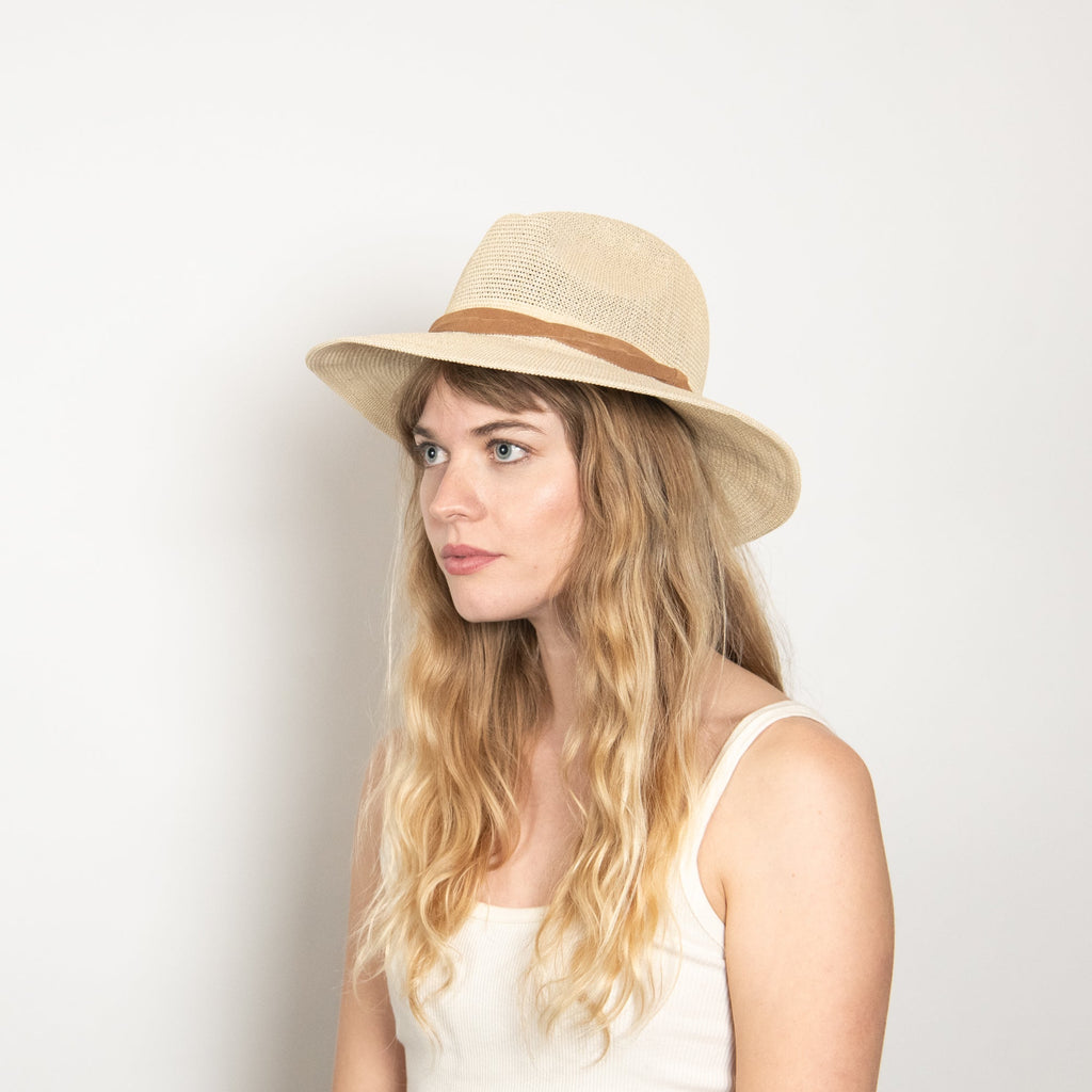 Opaline Natural Woven Straw Panama Hat