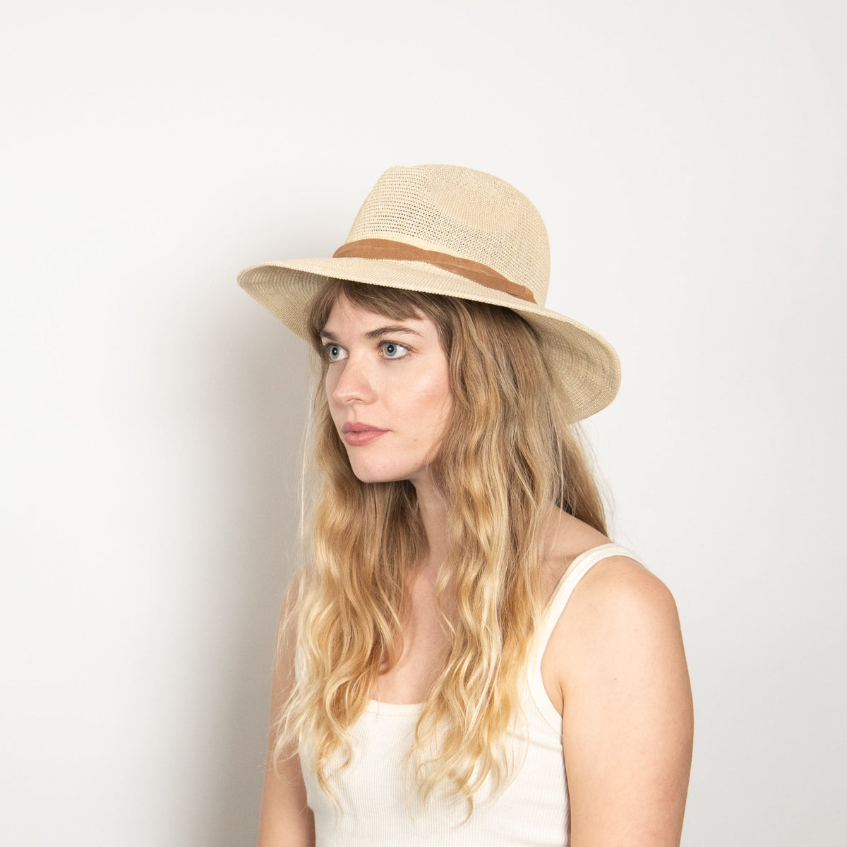 Opaline Natural Woven Straw Panama Hat