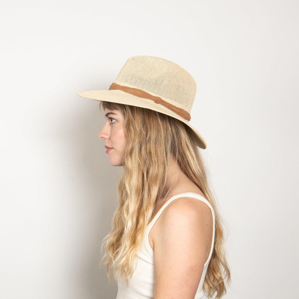 Opaline Natural Woven Straw Panama Hat