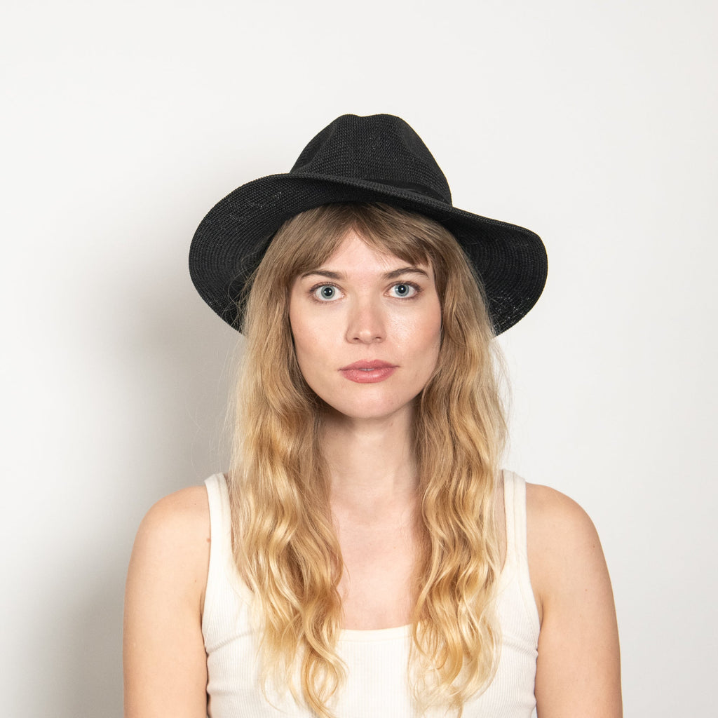 Celestine Black Woven Straw Panama Hat