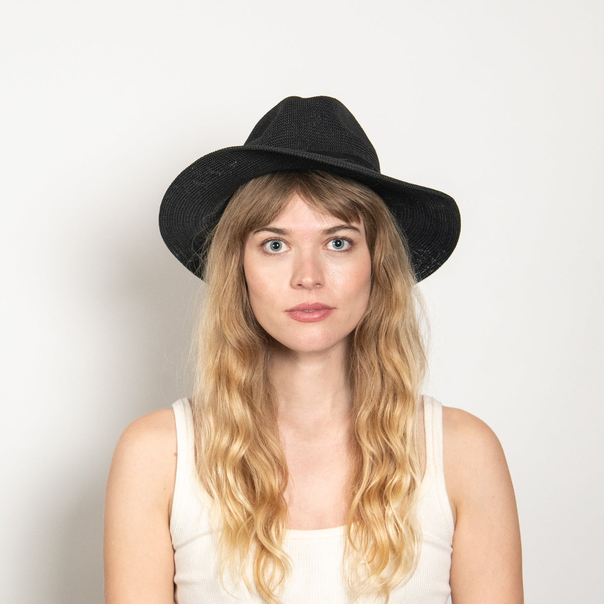 Celestine Black Woven Straw Panama Hat