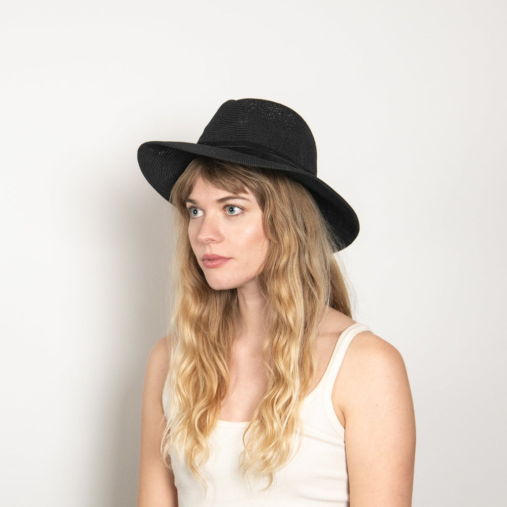 Celestine Black Woven Straw Panama Hat