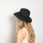 Celestine Black Woven Straw Panama Hat