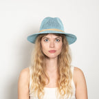 Aveline Light Blue Woven Straw Panama Hat