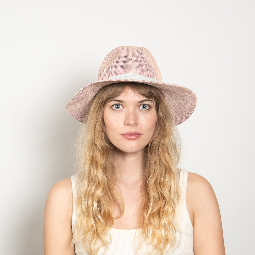 Elowen Pink Woven Straw Panama Hat