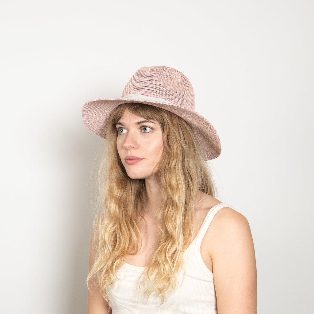Elowen Pink Woven Straw Panama Hat