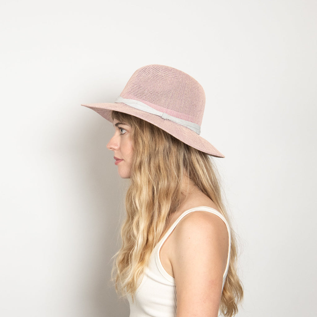 Elowen Pink Woven Straw Panama Hat
