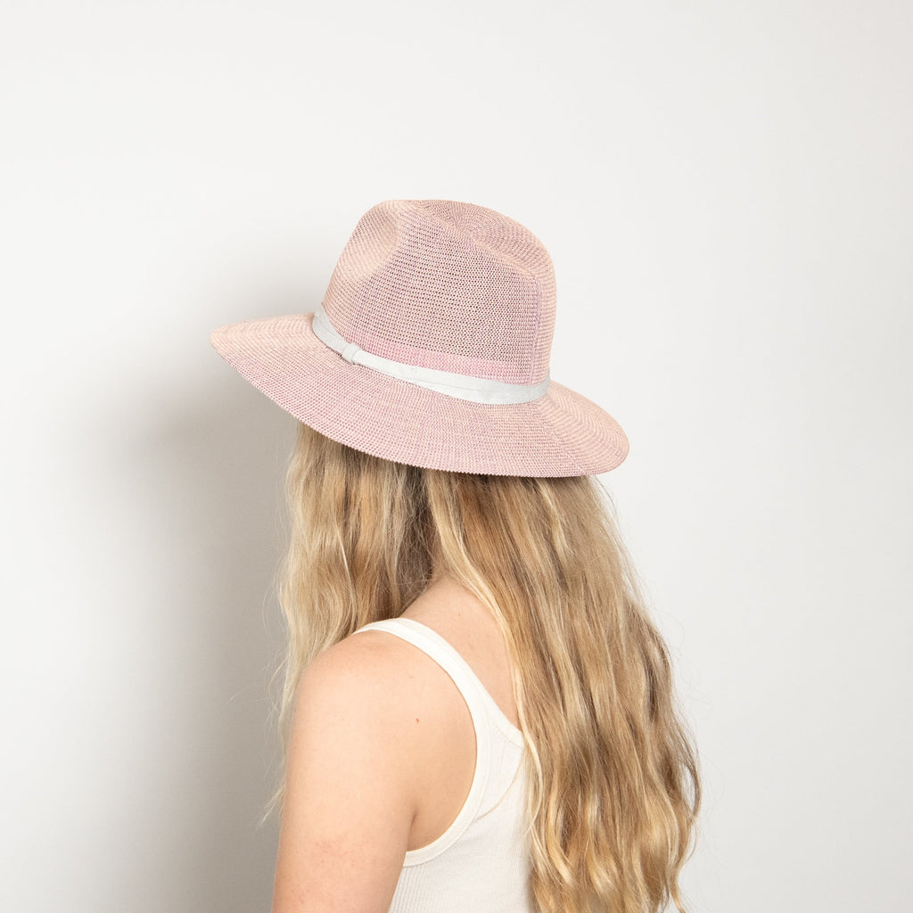 Elowen Pink Woven Straw Panama Hat
