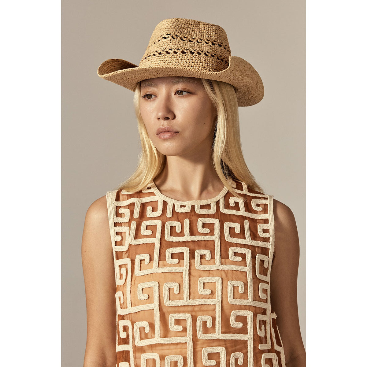 Lumina Raffia Crochet Cowboy Fedora