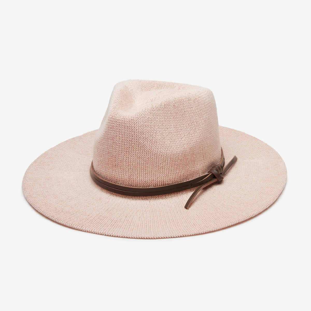 Aurelia Blush Leather-Trim Mesh Panama Hat
