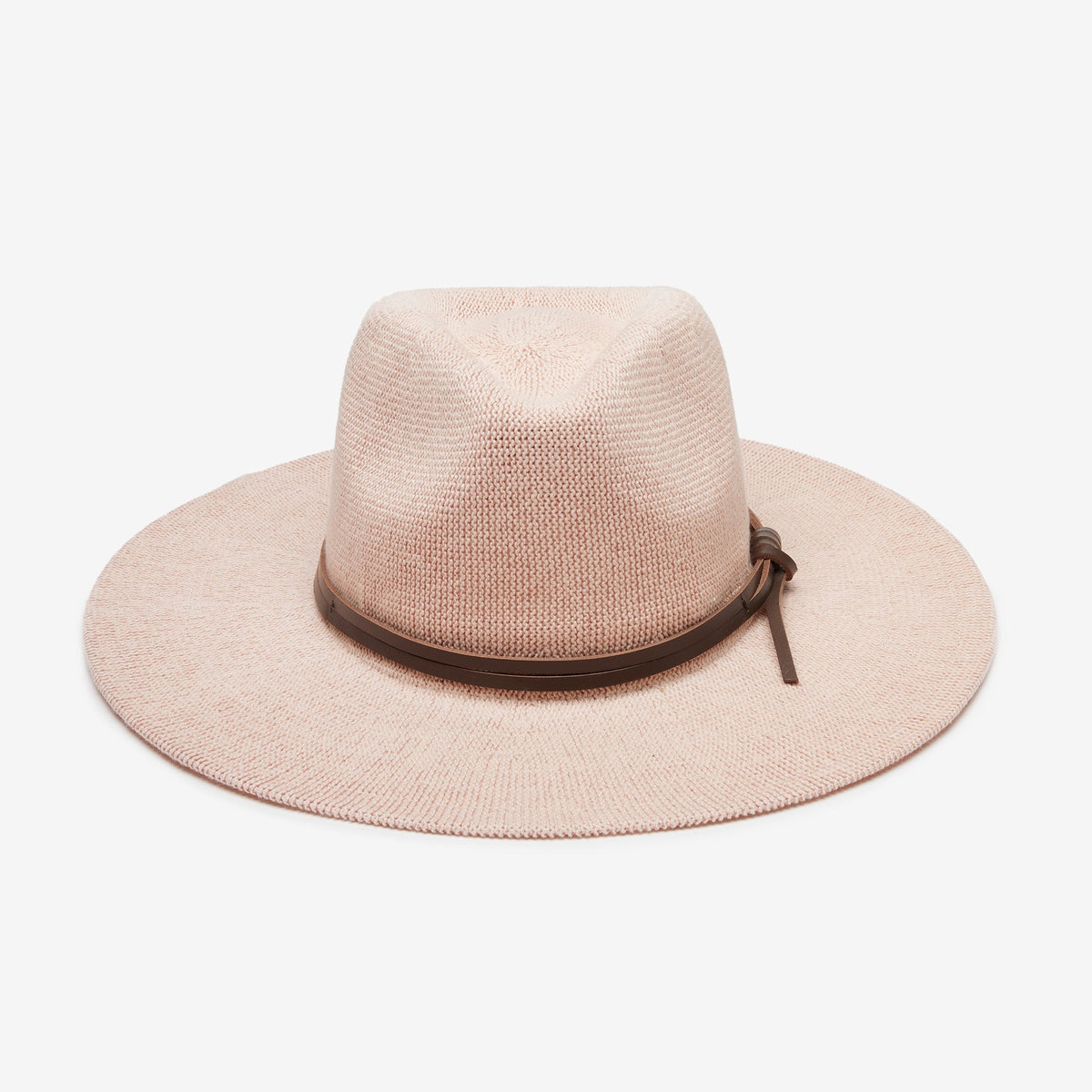 Aurelia Blush Leather-Trim Mesh Panama Hat