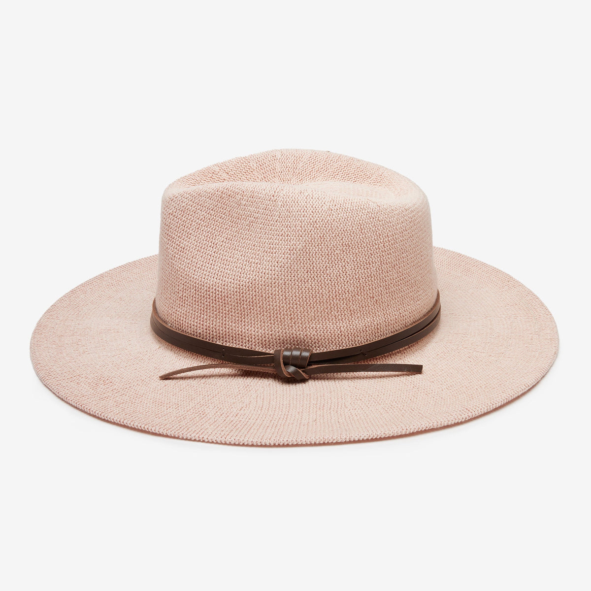 Aurelia Blush Leather-Trim Mesh Panama Hat