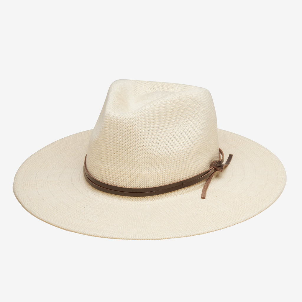 Meridian Ivory Leather-Trim Mesh Panama Hat
