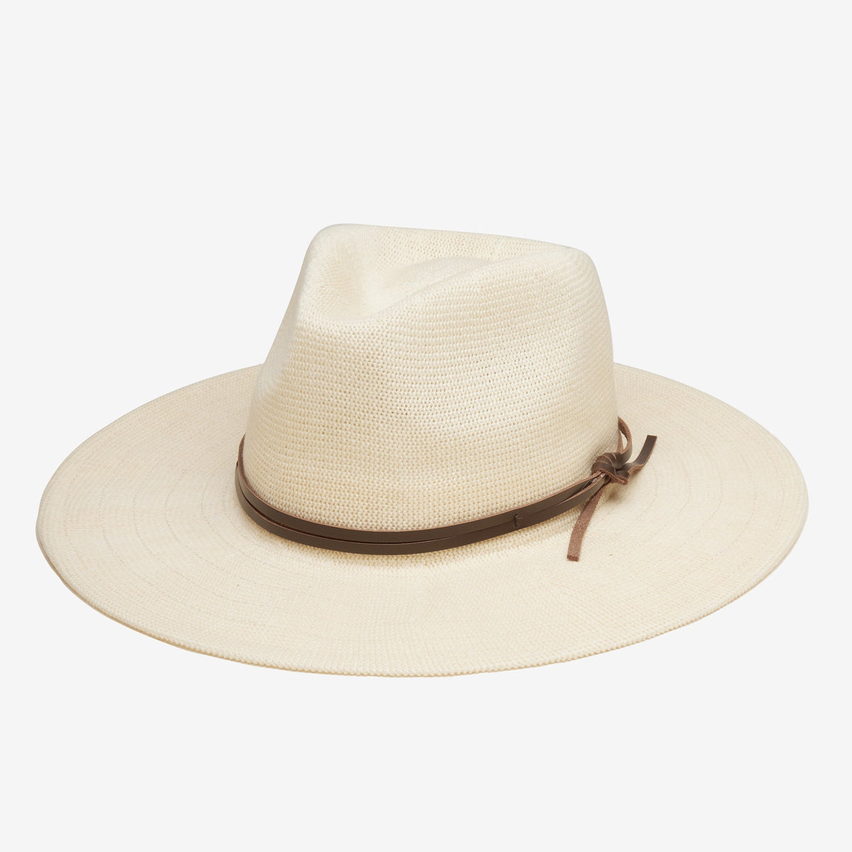 Meridian Ivory Leather-Trim Mesh Panama Hat
