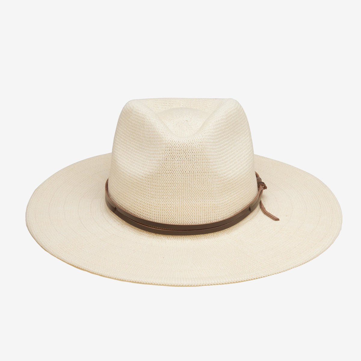 Meridian Ivory Leather-Trim Mesh Panama Hat