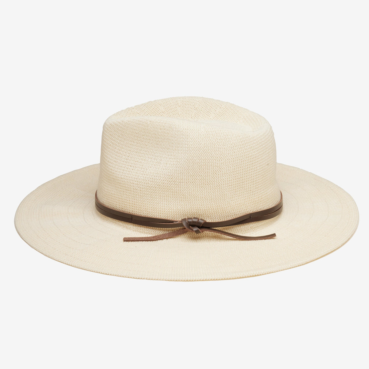 Meridian Ivory Leather-Trim Mesh Panama Hat