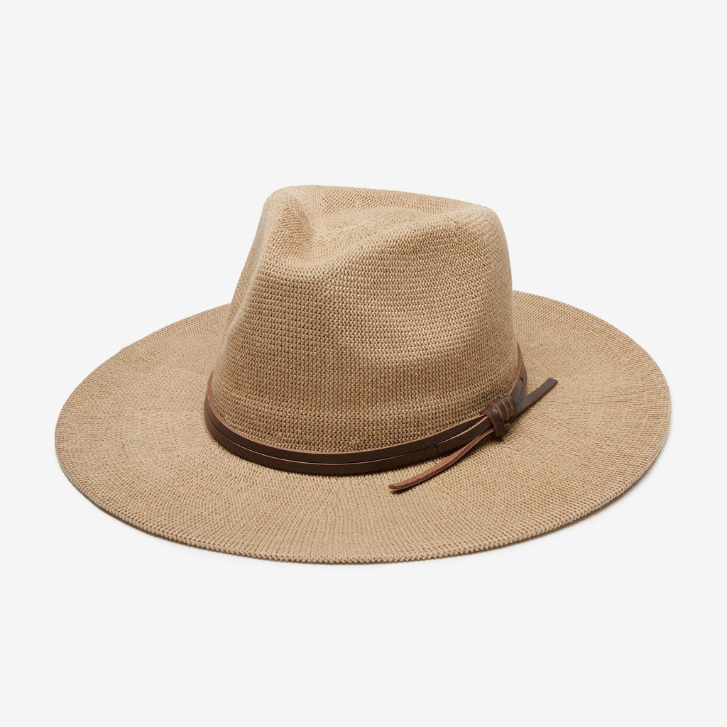 Zenith Tan Leather-Trim Mesh Panama Hat