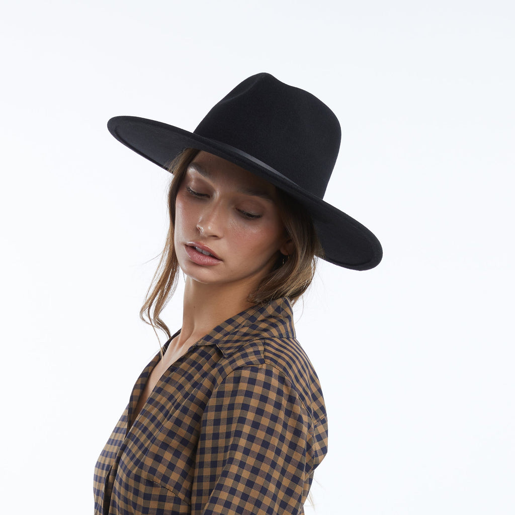 Belmora Black Packable Wool Fedora