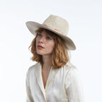 Halcyon Camel Scarf-Trim Mesh Panama Hat
