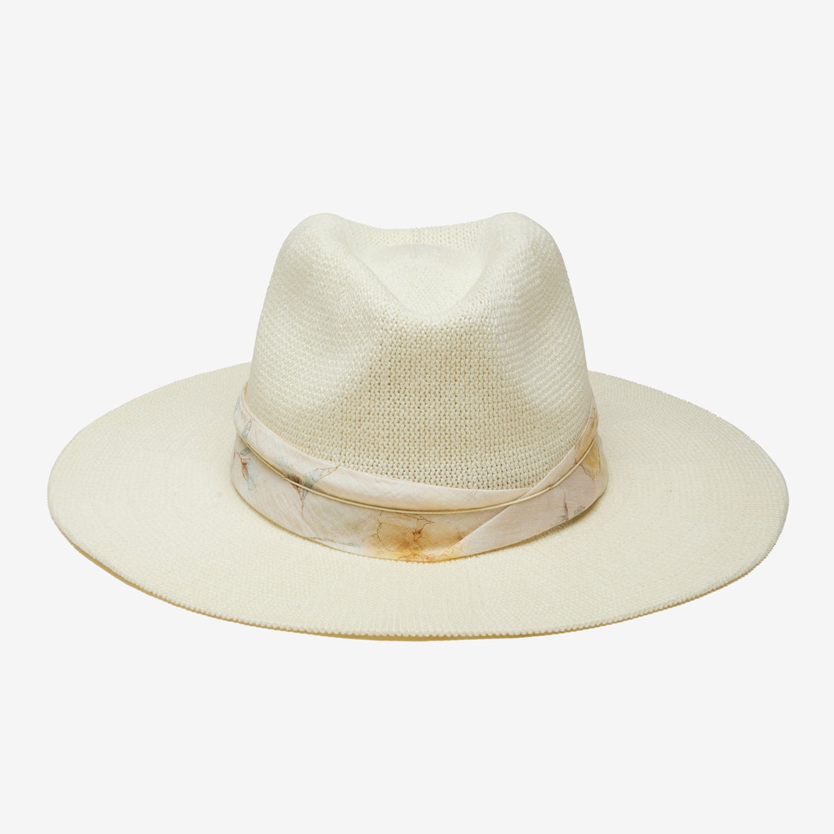 Emberly Ivory Scarf-Trim Mesh Panama Hat