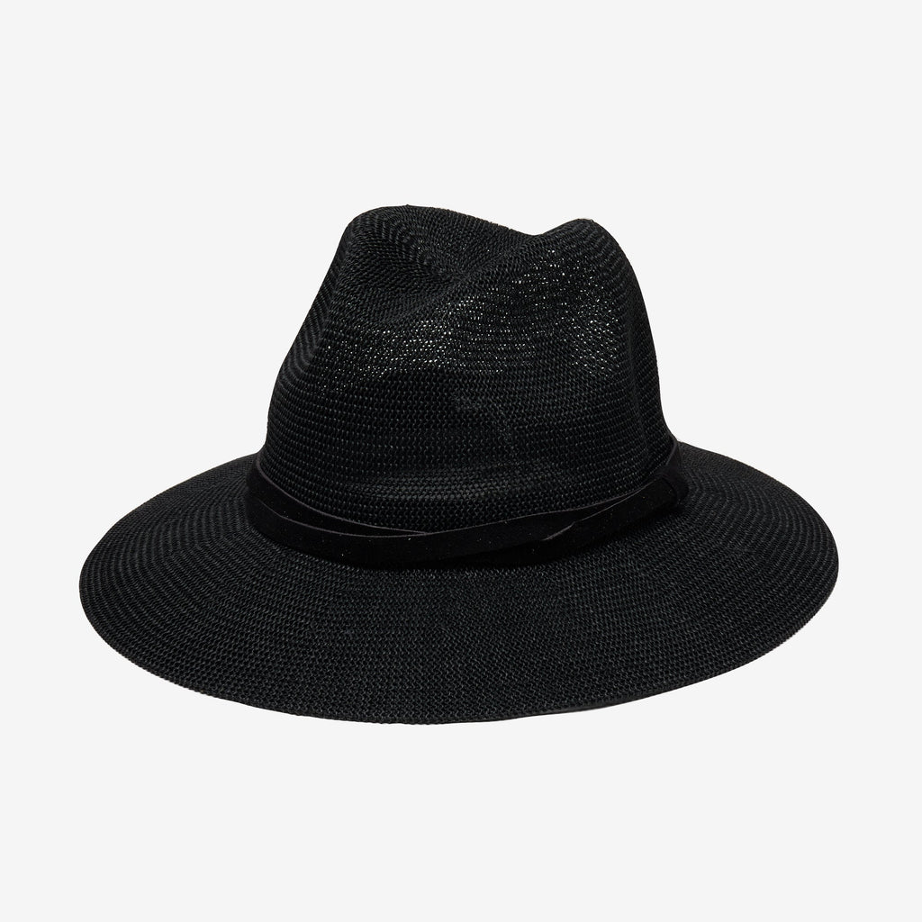 Celestine Black Woven Straw Panama Hat