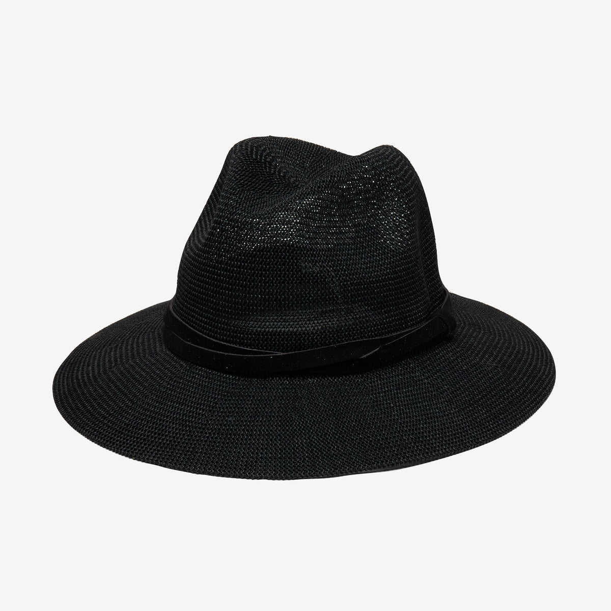 Celestine Black Woven Straw Panama Hat