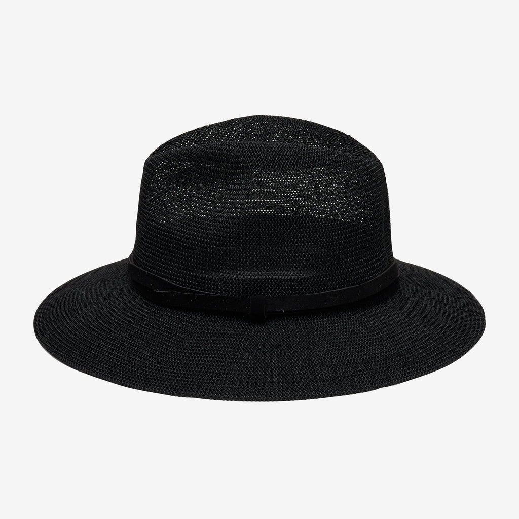 Celestine Black Woven Straw Panama Hat