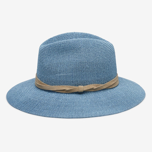 Aveline Light Blue Woven Straw Panama Hat