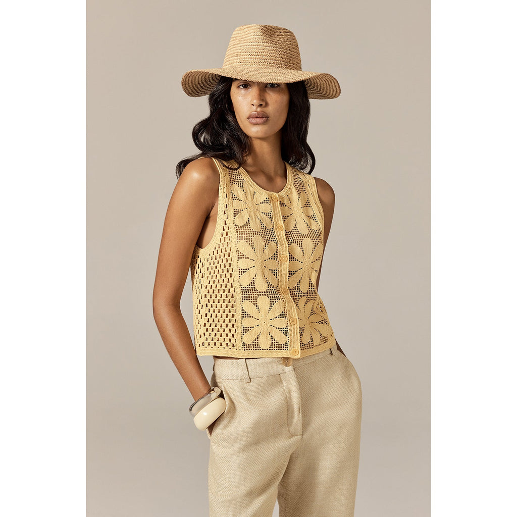 Prestige Striped Raffia Crochet Fedora